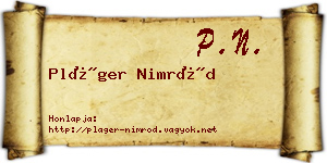 Pláger Nimród névjegykártya